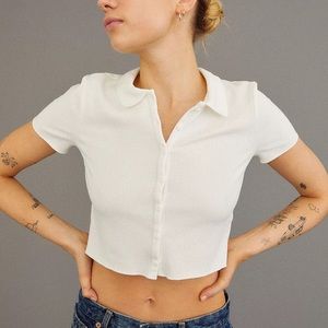 Urban outfitters collar cropped shirt